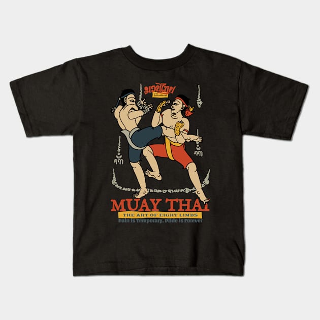 Muay Boran Muay Thai Sak Yant Kids T-Shirt by KewaleeTee